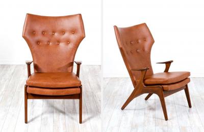 Kurt stervig Kurt Ostervig Kurt stervig Cognac Leather Wing Chairs for Rolschau Mobler
