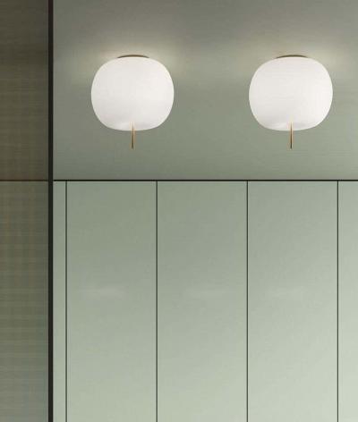 Kushi Opaline Glass and Copper Ceiling Lamp for KDLN