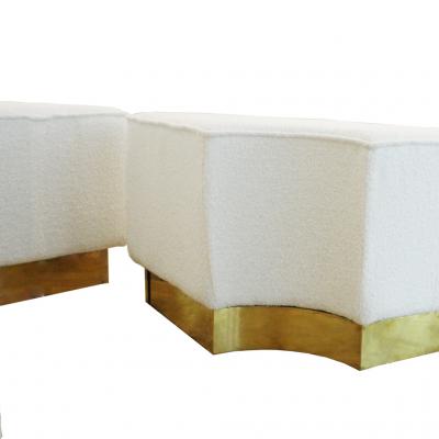 L A Studio Contemporary Koala White Wool Boucl Italian Ottoman Designed by L A Studio