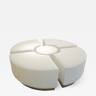 L A Studio Contemporary Koala White Wool Boucl Italian Ottoman Designed by L A Studio