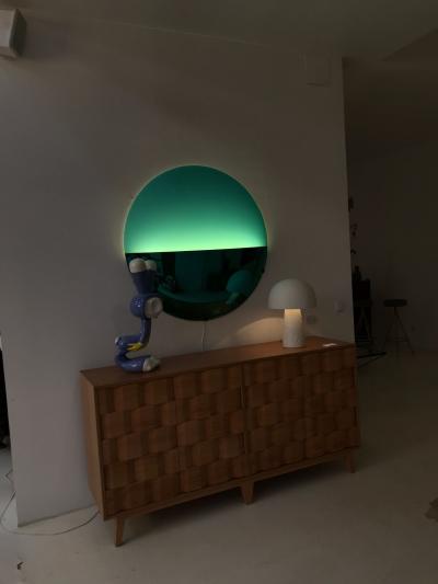L A Studio Contemporary Modern Sculptural Lighted Blue Italian Mirror