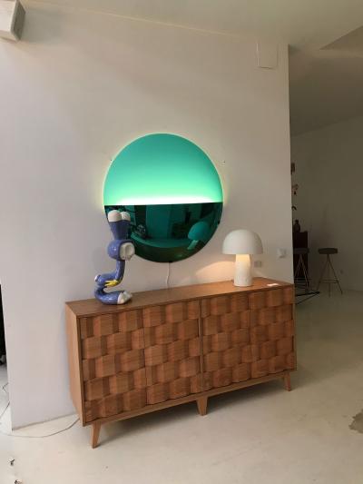 L A Studio Contemporary Modern Sculptural Lighted Blue Italian Mirror