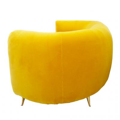 L A Studio Contemporary Yellow Cotton Velvet Curved Italian Sofa
