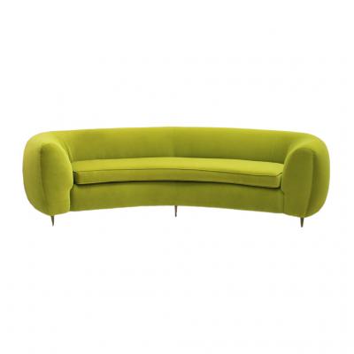 L A Studio L A Studio Contemporary Lime Cotton Velvet Curved Italian Sofa