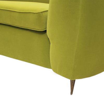 L A Studio L A Studio Contemporary Lime Cotton Velvet Curved Italian Sofa