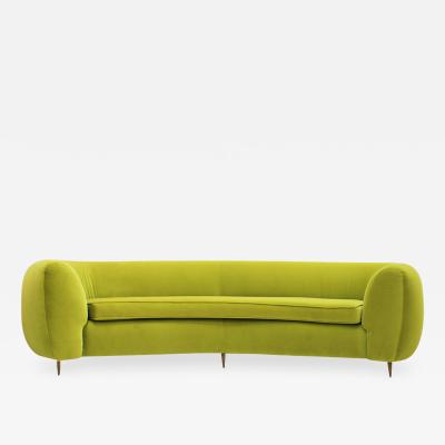 L A Studio L A Studio Contemporary Lime Cotton Velvet Curved Italian Sofa