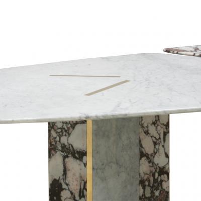 L A Studio L A Studio Contemporary Modern Marble and Brass Italian Dining Table