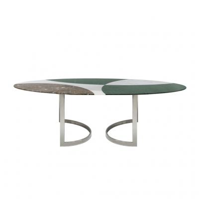 L A Studio L A Studio Contemporary Modern Marble and Steel Italian Dining Table