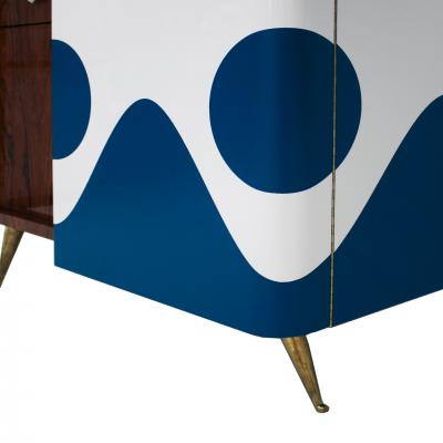L A Studio L A Studio Lacquered White Wood Paolo De Poli Handles Italian Drinks Cabinet