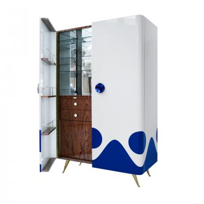 L A Studio L A Studio Lacquered White Wood Paolo De Poli Handles Italian Drinks Cabinet