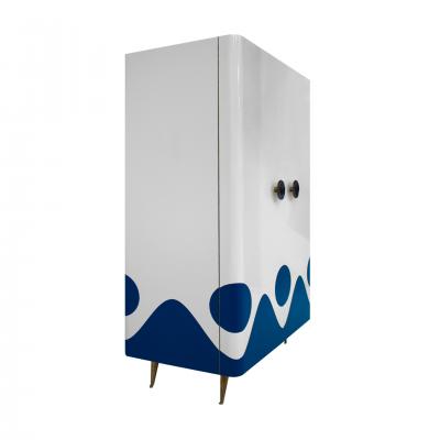 L A Studio L A Studio Lacquered White Wood Paolo De Poli Handles Italian Drinks Cabinet
