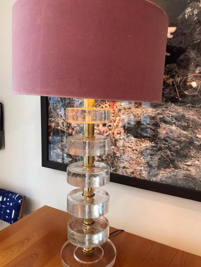 L A Studio Mid Century Modern Style Pair of Sculptural Murano Glass Italian Table Lamps