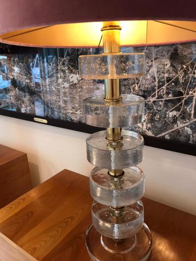 L A Studio Mid Century Modern Style Pair of Sculptural Murano Glass Italian Table Lamps