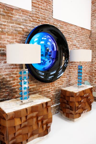 L A Studio Pair of Table Lamps With Colored Murano Glass