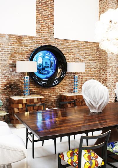 L A Studio Pair of Table Lamps With Colored Murano Glass