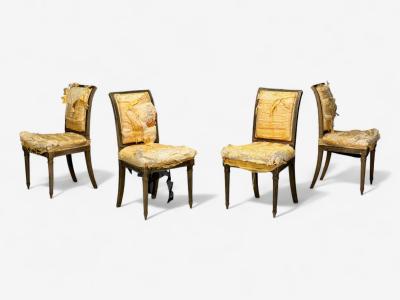 L Alavoine Cie Louis XVI Style Wood Fabric Dining Chairs France 19th C 