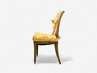 L Alavoine Cie Louis XVI Style Wood Fabric Dining Chairs France 19th C 