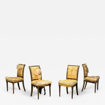 L Alavoine Cie Louis XVI Style Wood Fabric Dining Chairs France 19th C 