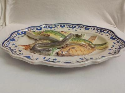 L on Brard Palissy Majolica French plate large high quality dish L on Brard 