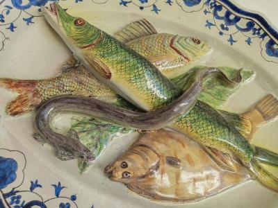 L on Brard Palissy Majolica French plate large high quality dish L on Brard 