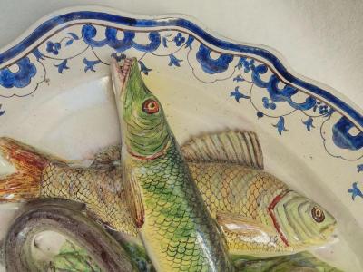 L on Brard Palissy Majolica French plate large high quality dish L on Brard 