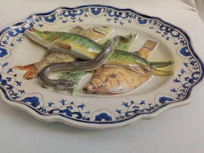 L on Brard Palissy Majolica French plate large high quality dish L on Brard 