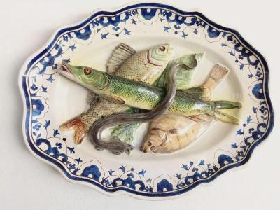 L on Brard Palissy Majolica French plate large high quality dish L on Brard 