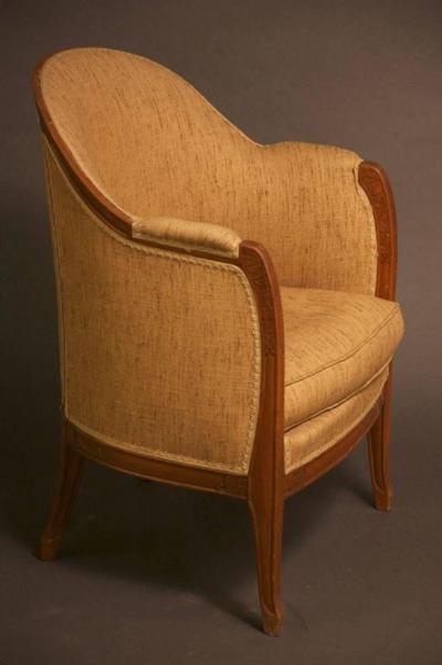 L on Jallot Leon Jallot Pair of Sculpted Pearwood Armchairs