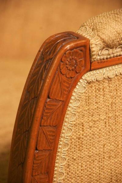 L on Jallot Leon Jallot Pair of Sculpted Pearwood Armchairs