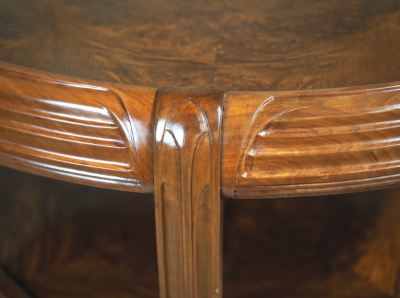 L on Jallot Leon Jallot tiered table in pearwood and camphor burl