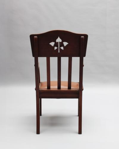 L on Jallot Pair of Fine French Art Nouveau Solid Oak Armchairs by Leon Jallot