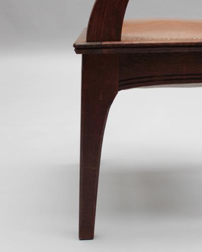 L on Jallot Pair of Fine French Art Nouveau Solid Oak Armchairs by Leon Jallot