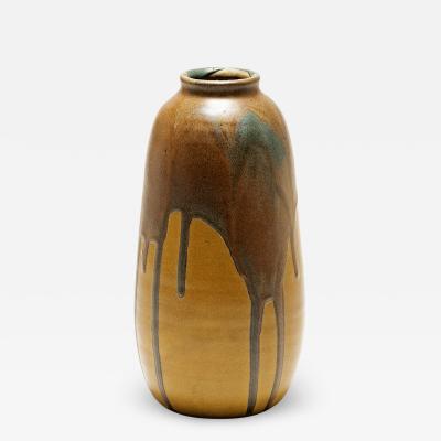 L on Pointu Art Deco Polychrome Glazed Ceramic Vase by Leon Pointu