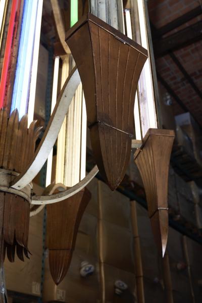 L on Stynen Art Deco Gilt Metal Chandelier by L on Stynen 1930s