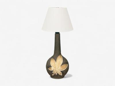 L vemose Keramik Brown Stoneware Table Lamp Denmark 1960s