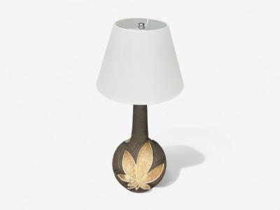 L vemose Keramik Brown Stoneware Table Lamp Denmark 1960s