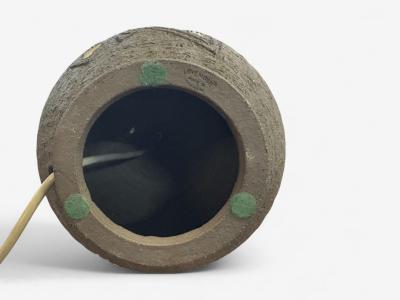 L vemose Keramik Brown Stoneware Table Lamp Denmark 1960s