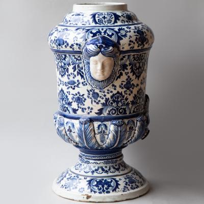LARGE 18TH CENTURY FAIENCE WATER FOUNTAIN IN COBALT BLUE