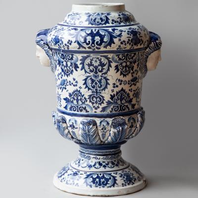 LARGE 18TH CENTURY FAIENCE WATER FOUNTAIN IN COBALT BLUE