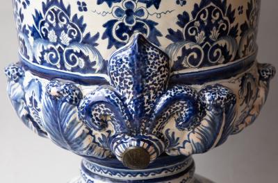 LARGE 18TH CENTURY FAIENCE WATER FOUNTAIN IN COBALT BLUE