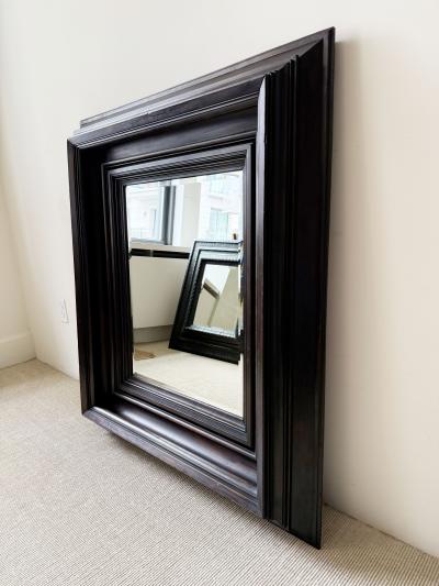 LARGE 18th CENTURY CARVED EBONY FRAMED MIRROR