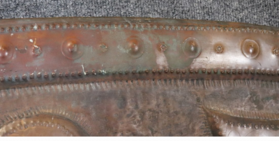 LARGE 19TH CENTURY COPPER REPOUSSE DRAGON WITH GLASS CABOCHON TRADE SIGN