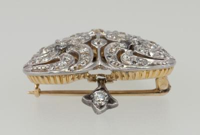 LARGE ANTIQUE OLD EUROPEAN CUT DIAMOND HEART PENDANT AND BROOCH