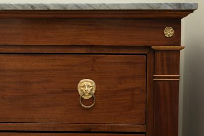 LARGE EMPIRE MAHOGANY COMMODE WITH BLEU TURQUIN MARBLE