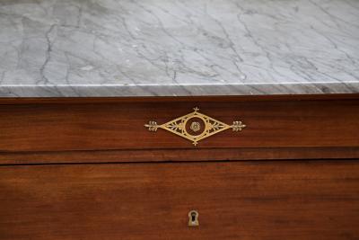 LARGE EMPIRE MAHOGANY COMMODE WITH BLEU TURQUIN MARBLE