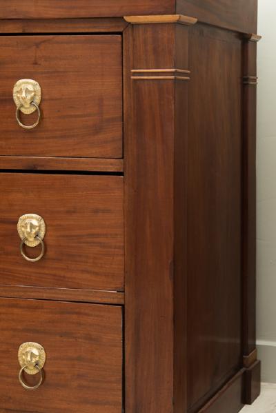 LARGE EMPIRE MAHOGANY COMMODE WITH BLEU TURQUIN MARBLE