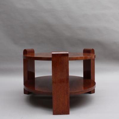 LARGE FRENCH ART DECO TWO TIER WALNUT GUERIDON