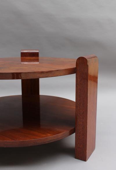 LARGE FRENCH ART DECO TWO TIER WALNUT GUERIDON