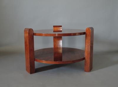 LARGE FRENCH ART DECO TWO TIER WALNUT GUERIDON