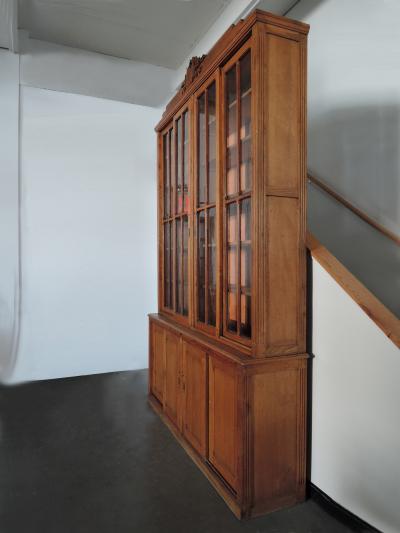 LARGE FRENCH NEOCLASSICAL OAK SCHOOL BOOKCASE